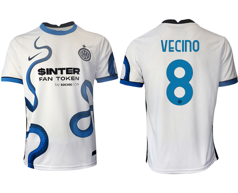 Men 2021-2022 Club Inter Milan away aaa version white #8 Soccer Jersey->barcelona jersey->Soccer Club Jersey